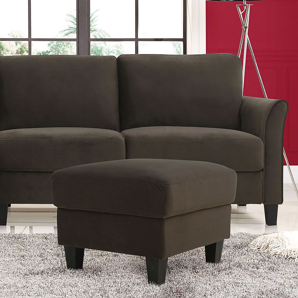 Lifestyle Solutions - Botany Upholstered Microfiber Fabric Ottoman - Coffee_2