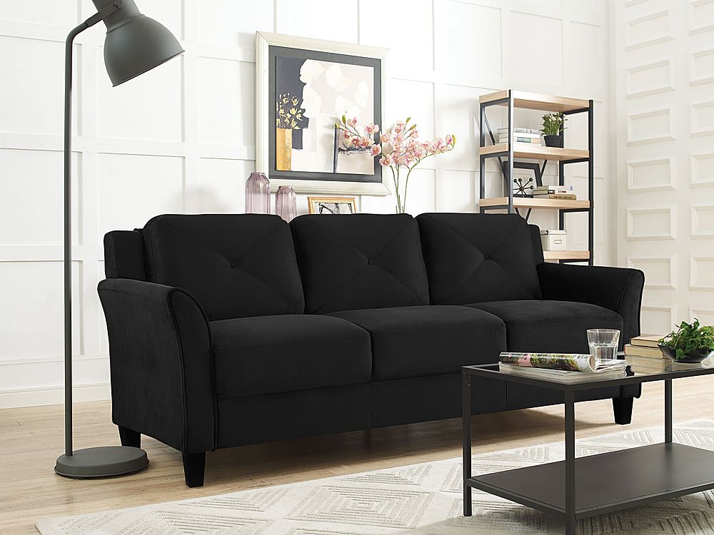 Lifestyle Solutions - Hartford Sofa Upholstered Microfiber Curved Arms - Black_1