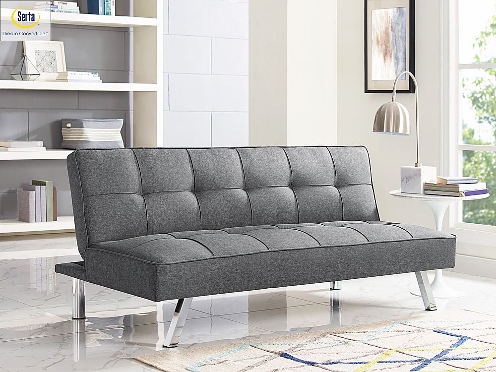 Serta - Corey Multi-Functional Convertible Sofa  in Faux Leather - Charcoal_4