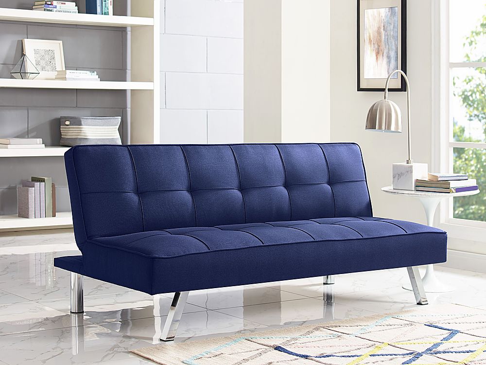 Serta - Corey Multi-Functional Convertible Sofa  in Faux Leather - Navy Blue_6