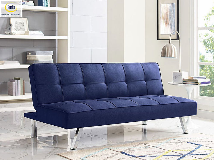 Serta - Corey Multi-Functional Convertible Sofa  in Faux Leather - Navy Blue_4