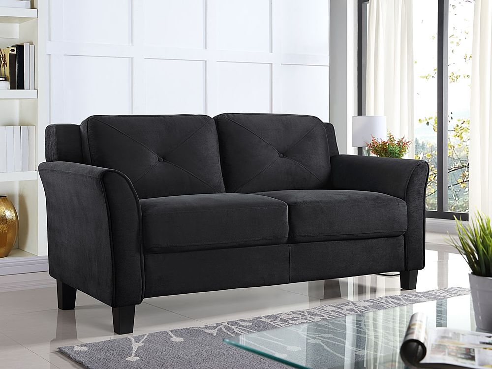 Lifestyle Solutions - Hartford Loveseat Upholstered Microfiber Curved Arms - Black_1