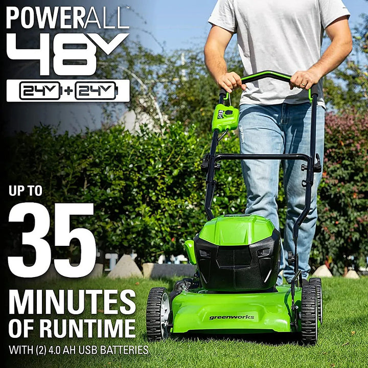 Greenworks - 48V (2x24V) 19" Cordless Battery Lawn Mower w/ Two (2) 4.0Ah Batteries & Dual Port Rapid Charger - Green_3