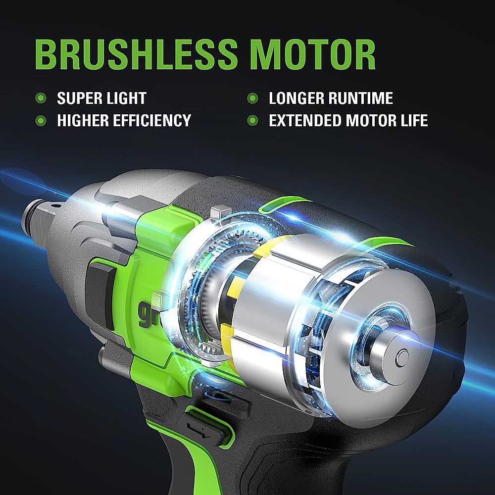 Greenworks - 24 Volt 1/2” Brushless Cordless Impact Wrench with 2.0 Ah Battery and Charger - Green_1