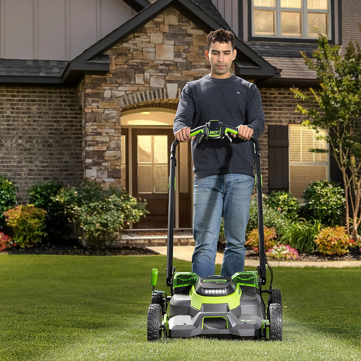 Greenworks - 80 Volt 25" Dual Blade Cordless Self-Propelled Lawn Mower (Battery & Charger Not Included) - Green_2