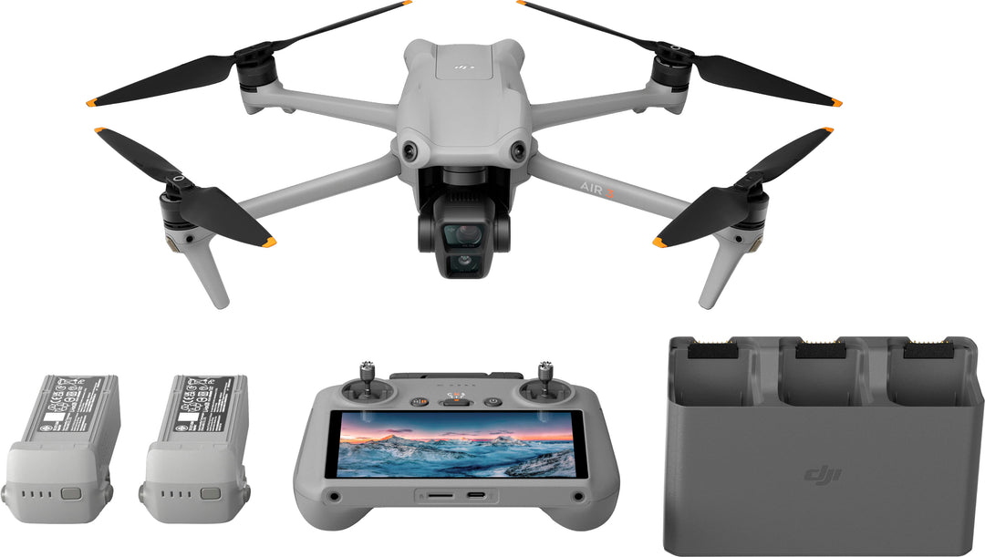 DJI - Air 3 Fly More Combo Drone and RC 2 Remote Control with Built-in Screen - Gray_0