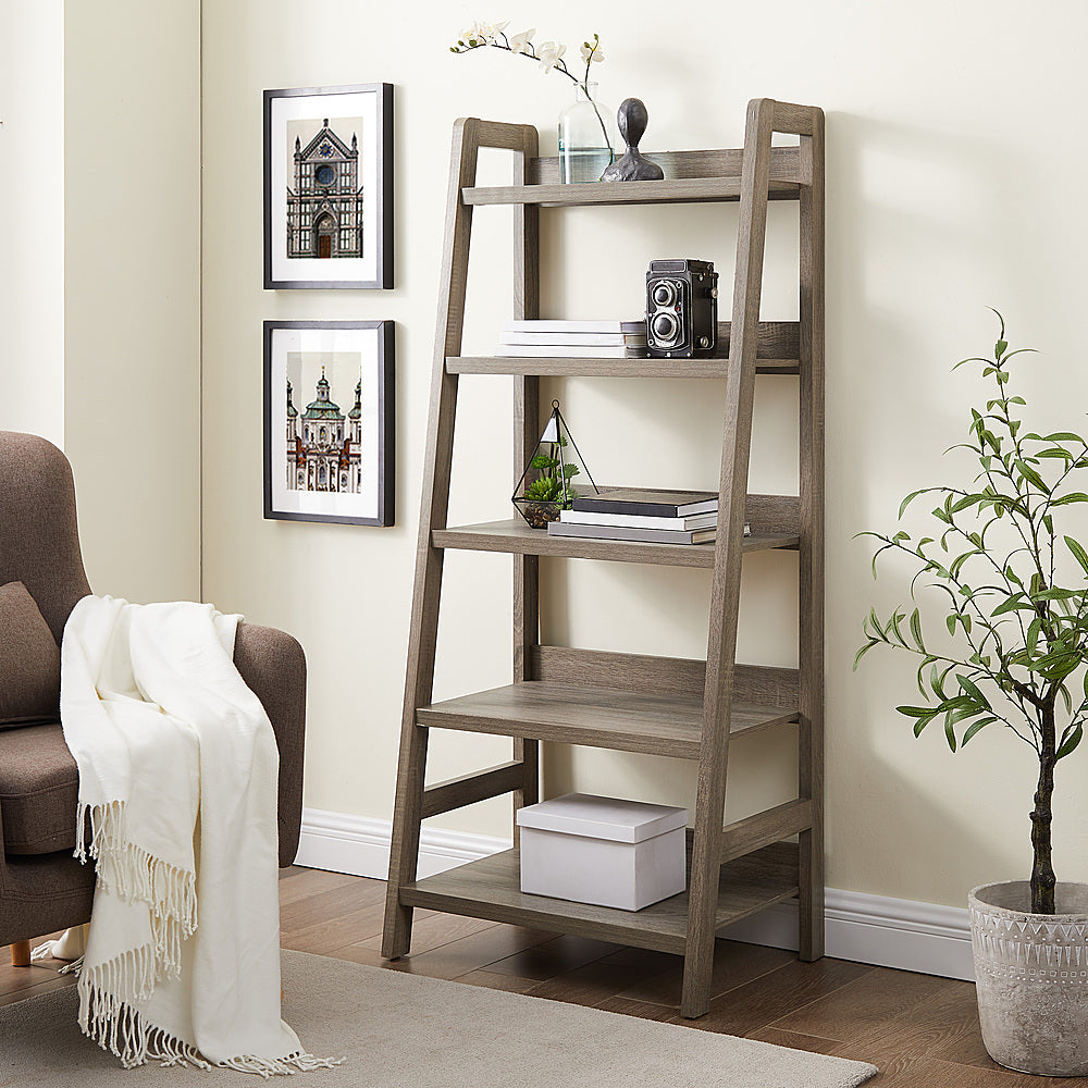 Linon Home Décor - Tennyson Five-Shelf Ladder Bookcase - Gray_4
