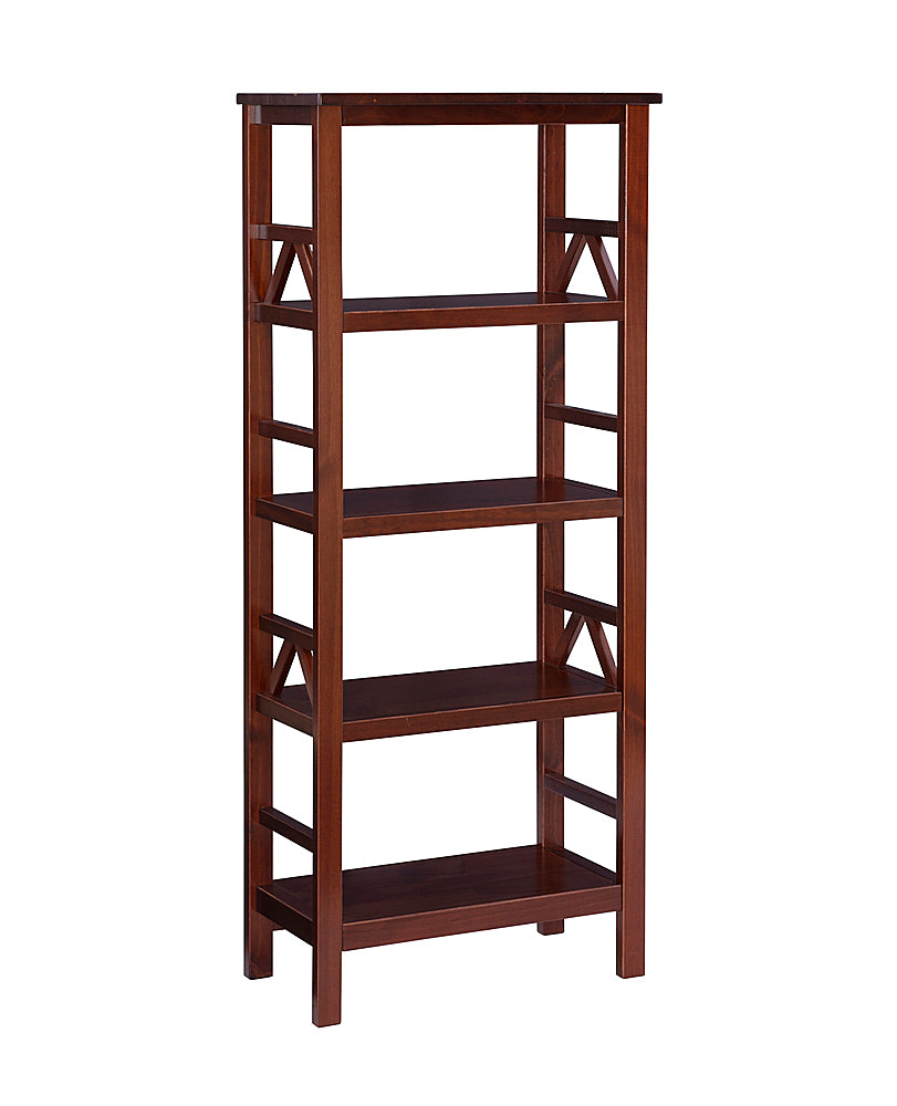 Linon Home Décor - Tressa 4-Shelf Solid Wood Bookcase - Antique Tobacco Brown_0