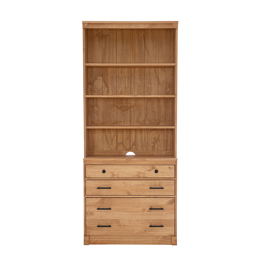 Linon Home Décor - Valdez 3-Drawer 3-Shelf Bookcase Hutch - Rustic Honey_1