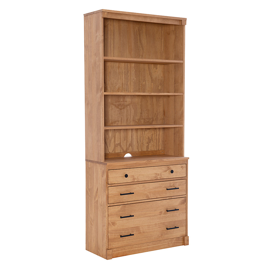 Linon Home Décor - Valdez 3-Drawer 3-Shelf Bookcase Hutch - Rustic Honey_0