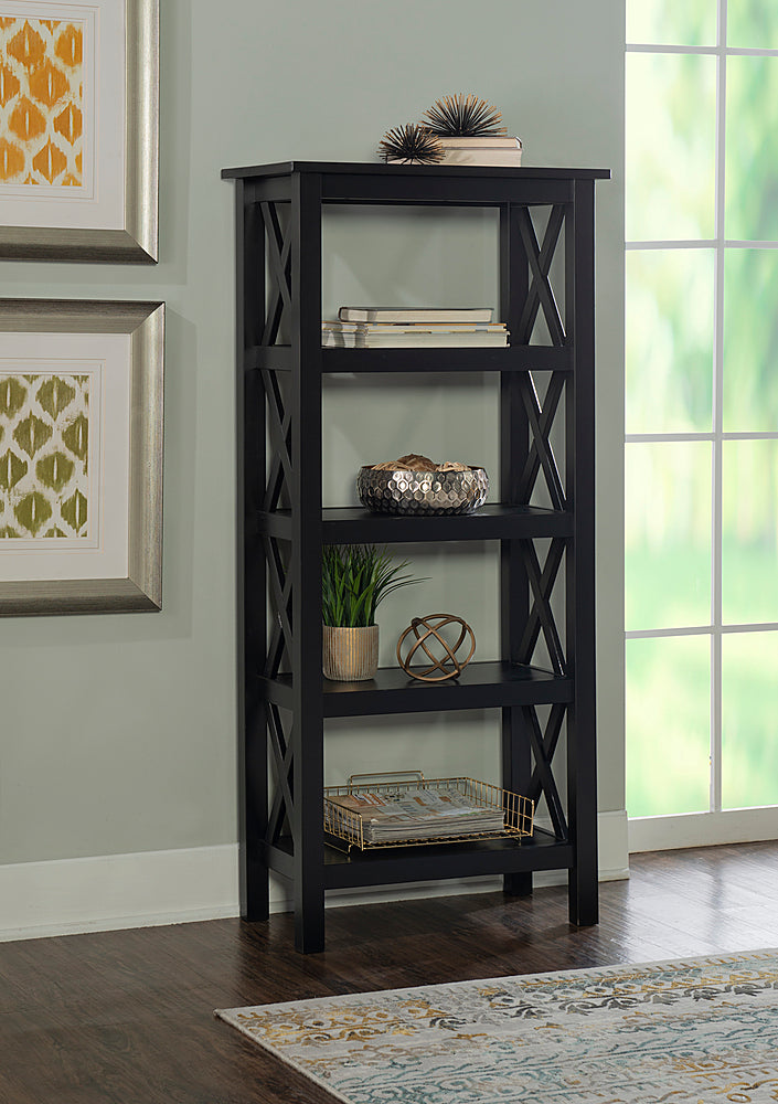 Linon Home Décor - Delevan 4-Shelf Solid Wood Bookcase - Black_7
