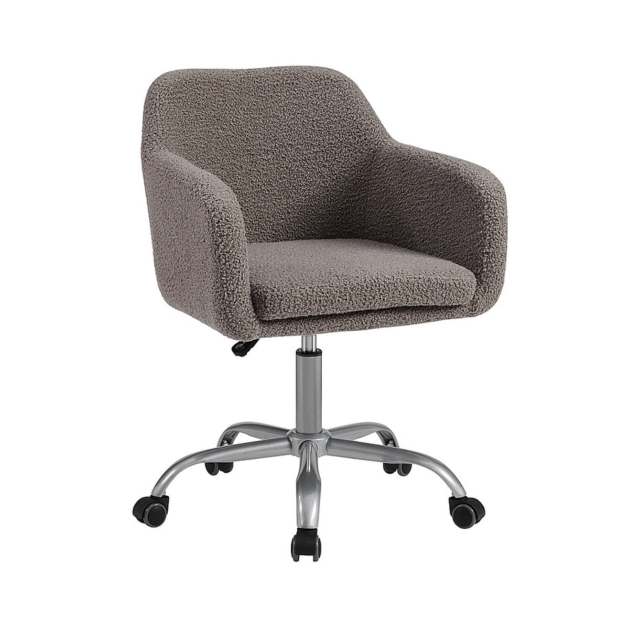 Linon Home Décor - Carvel Plush Faux Sherpa Height-Adjustable Office Chair - Gray_0