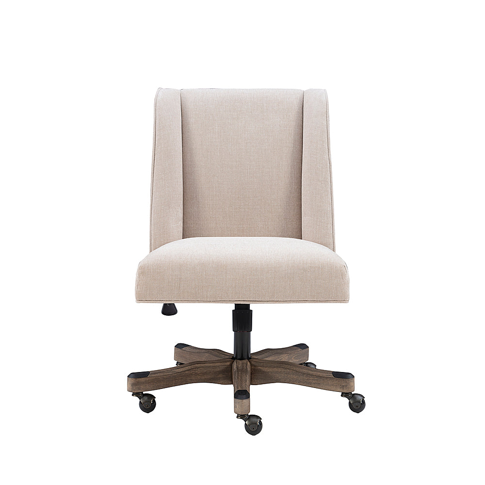 Linon Home Décor - Donora Plush Fabric Adjustable Office Chair With Wood Base - Natural_1