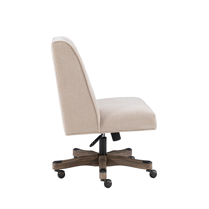 Linon Home Décor - Donora Plush Fabric Adjustable Office Chair With Wood Base - Natural_2