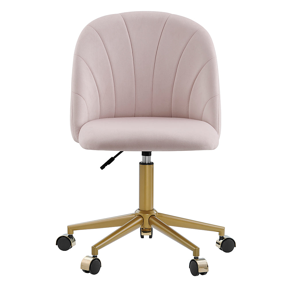 Linon Home Décor - Andrea Plush Velvet Fabric Rolling Desk Chair - Pink_1