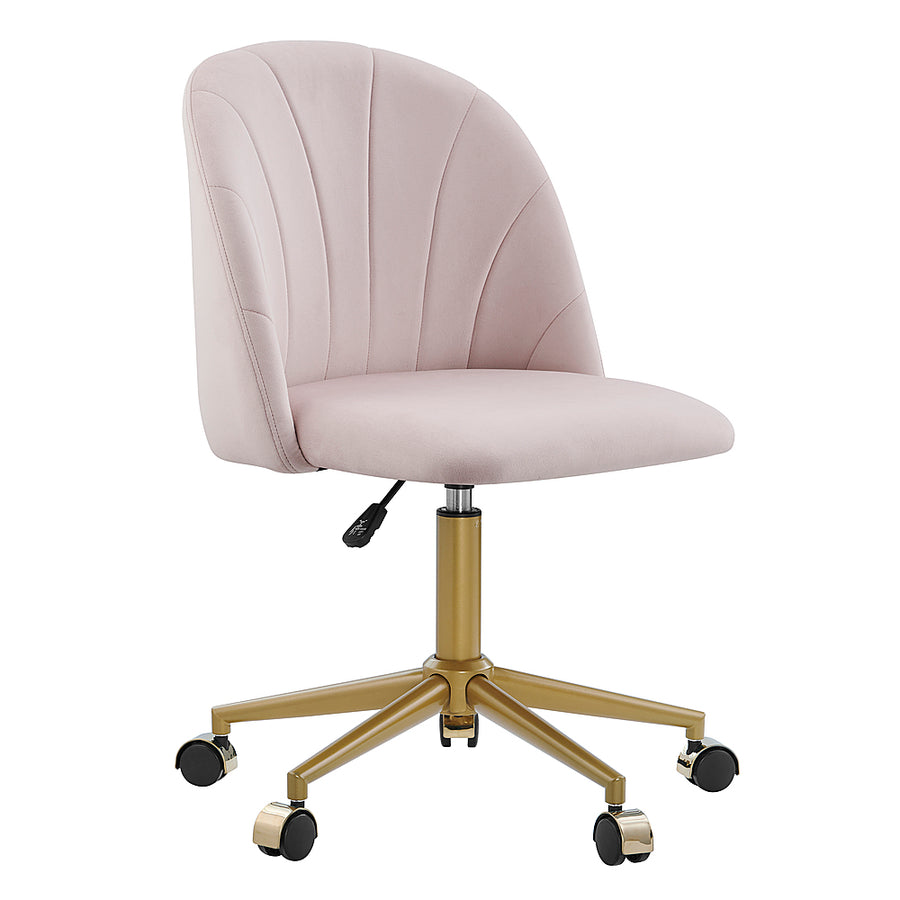 Linon Home Décor - Andrea Plush Velvet Fabric Rolling Desk Chair - Pink_0