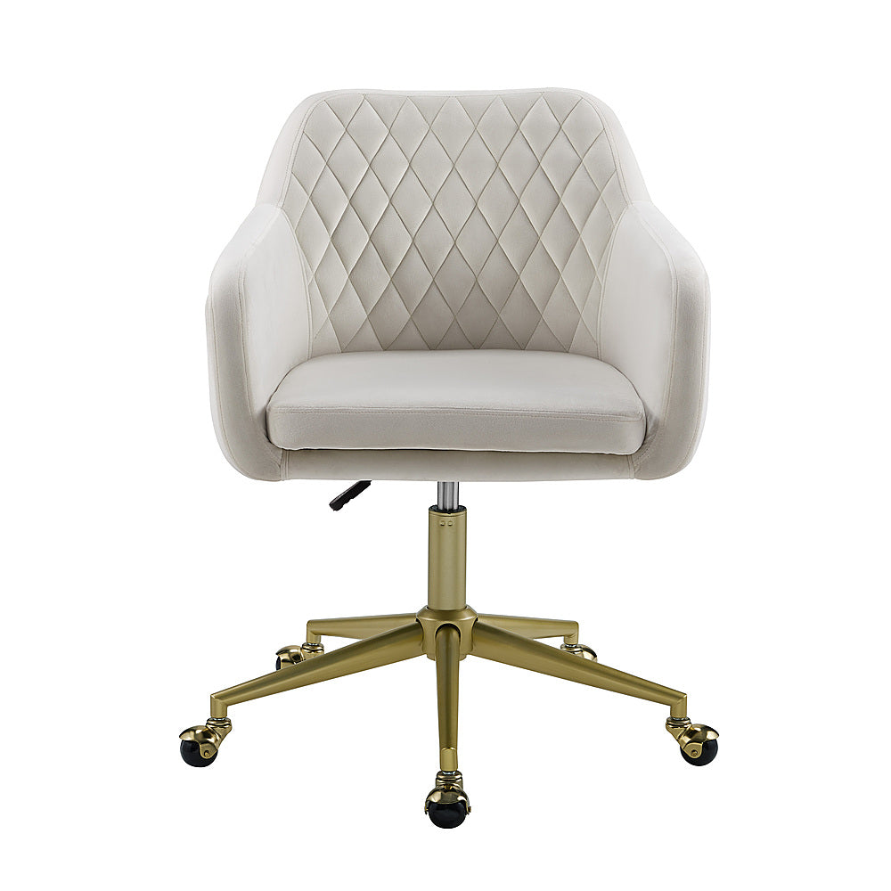 Linon Home Décor - Vernson Quilted Office Chair With Arms - Off-White_1