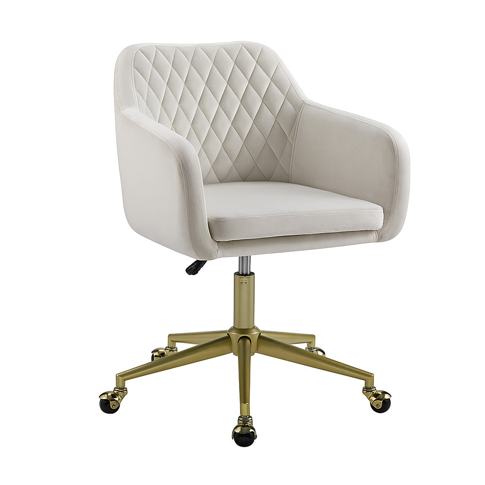 Linon Home Décor - Vernson Quilted Office Chair With Arms - Off-White_0