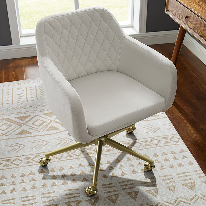 Linon Home Décor - Vernson Quilted Office Chair With Arms - Off-White_4
