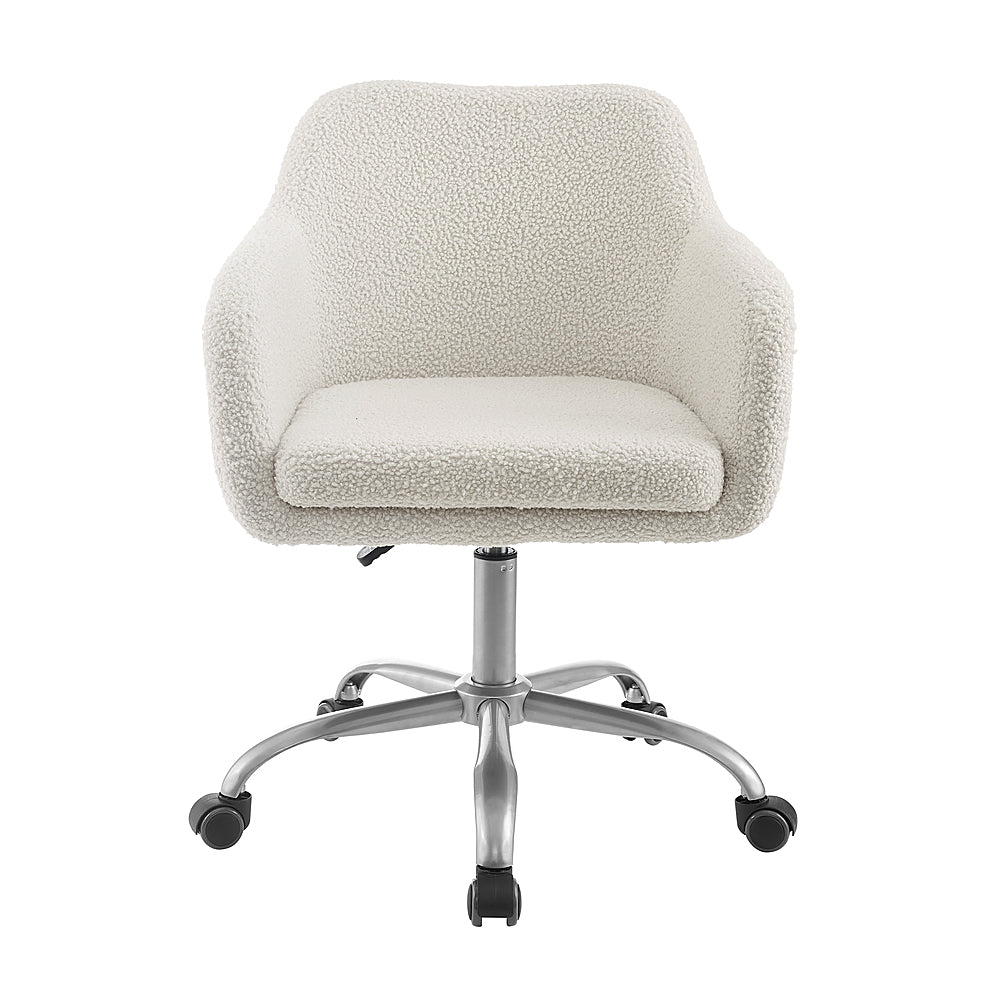 Linon Home Décor - Carvel Plush Faux Sherpa Height-Adjustable Office Chair - Off-White_1