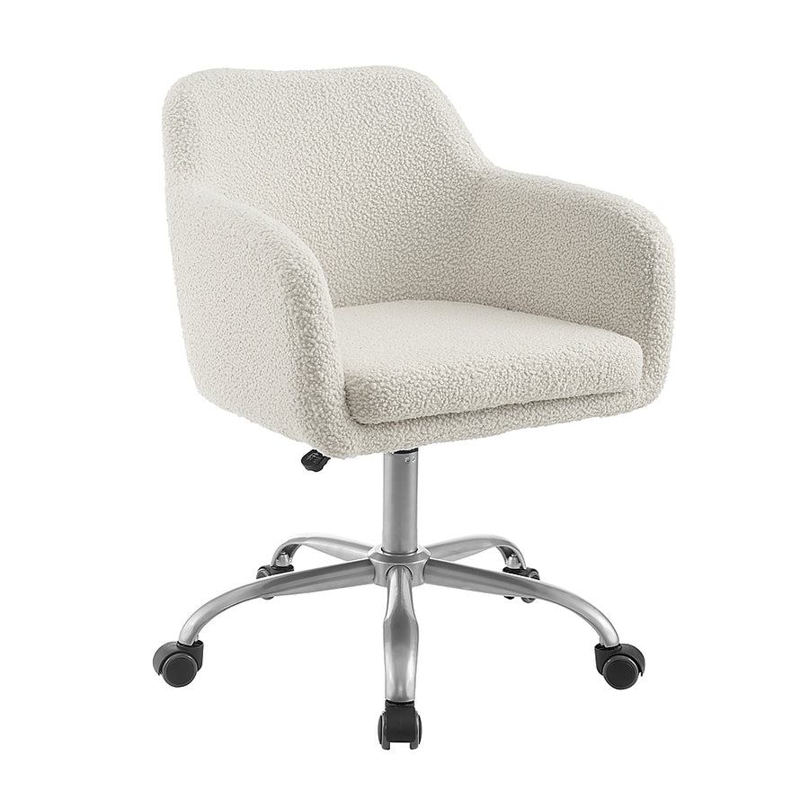Linon Home Décor - Carvel Plush Faux Sherpa Height-Adjustable Office Chair - Off-White_0