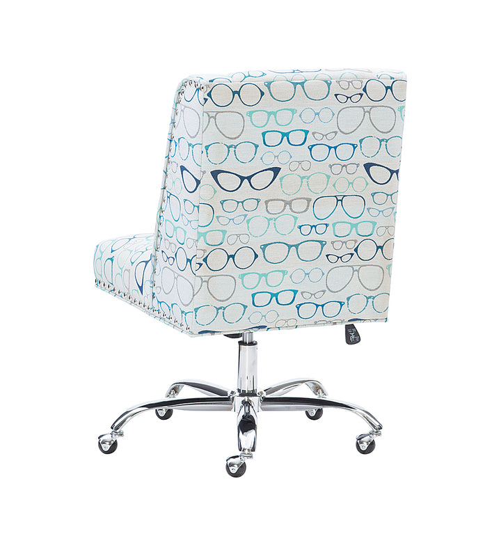 Linon Home Décor - Donora Glasses Print Fabric Adjustable Office Chair With Chrome Base - Blue_11
