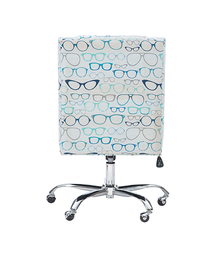 Linon Home Décor - Donora Glasses Print Fabric Adjustable Office Chair With Chrome Base - Blue_12