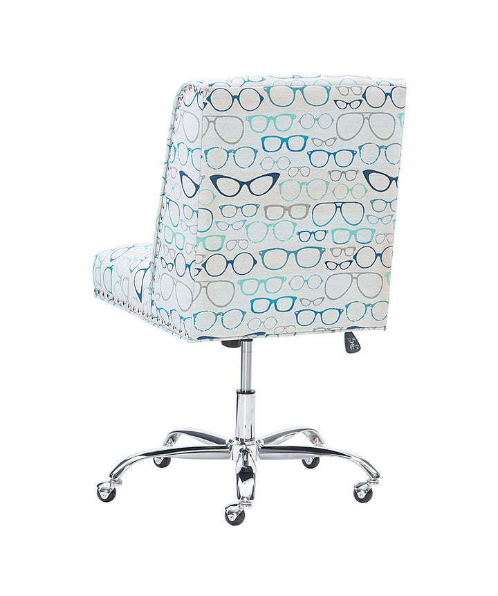 Linon Home Décor - Donora Glasses Print Fabric Adjustable Office Chair With Chrome Base - Blue_7