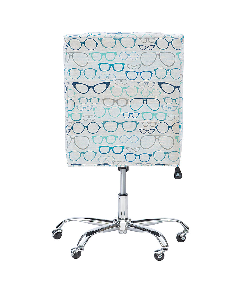 Linon Home Décor - Donora Glasses Print Fabric Adjustable Office Chair With Chrome Base - Blue_6