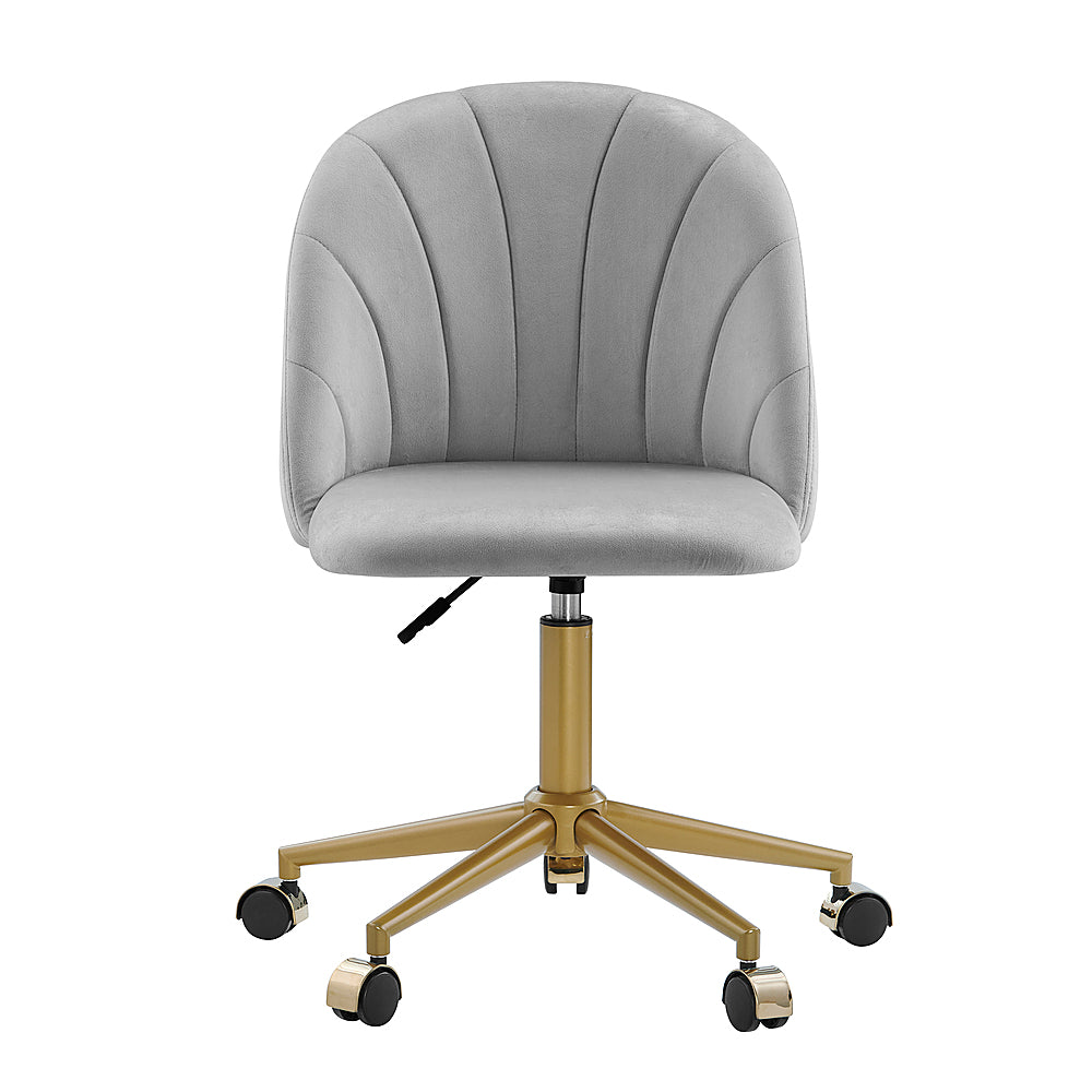 Linon Home Décor - Andrea Plush Velvet Fabric Rolling Desk Chair - Gray_1