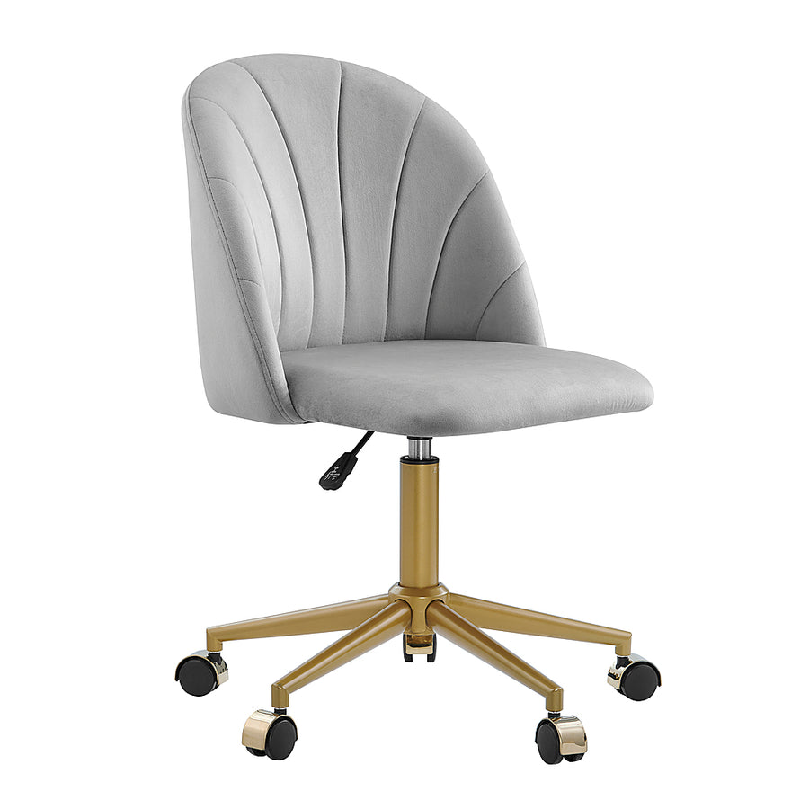 Linon Home Décor - Andrea Plush Velvet Fabric Rolling Desk Chair - Gray_0