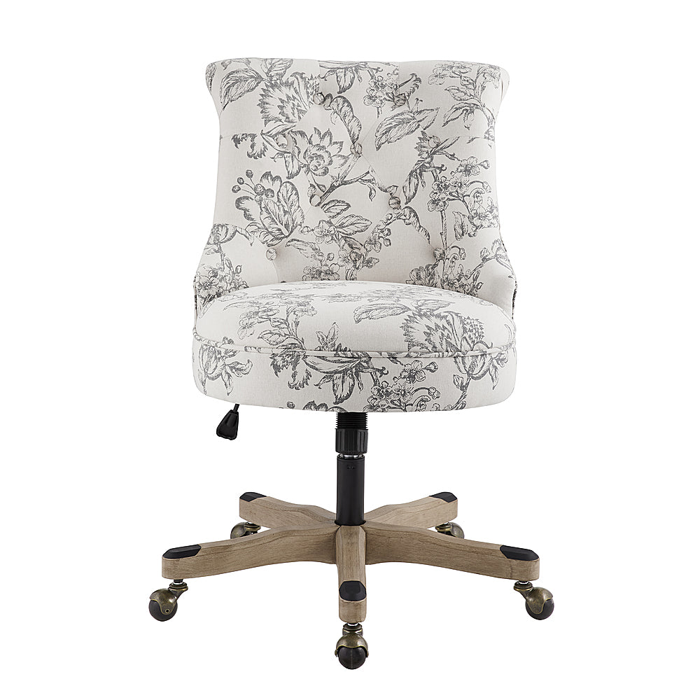 Linon Home Décor - Scotmar Plush Button-Tufted Adjustable Office Chair With Wood Base - Off-White Floral_1