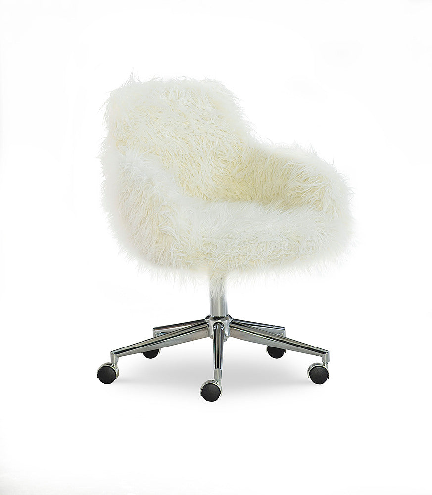 Linon Home Décor - Diehm Faux Fur Adjustable Office Chair With Arms - Off-White_0