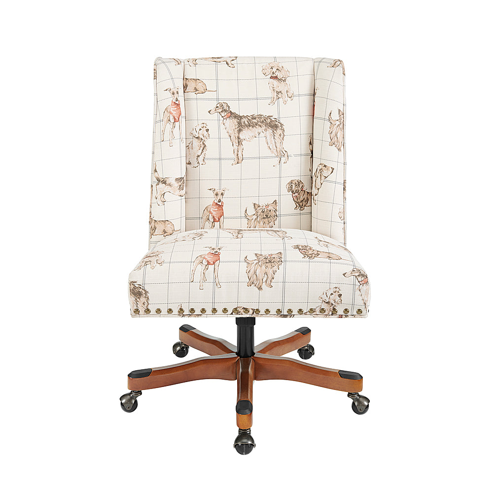 Linon Home Décor - Donora Dog Pattern Fabric Adjustable Office Chair With Wood Base - Stone_1