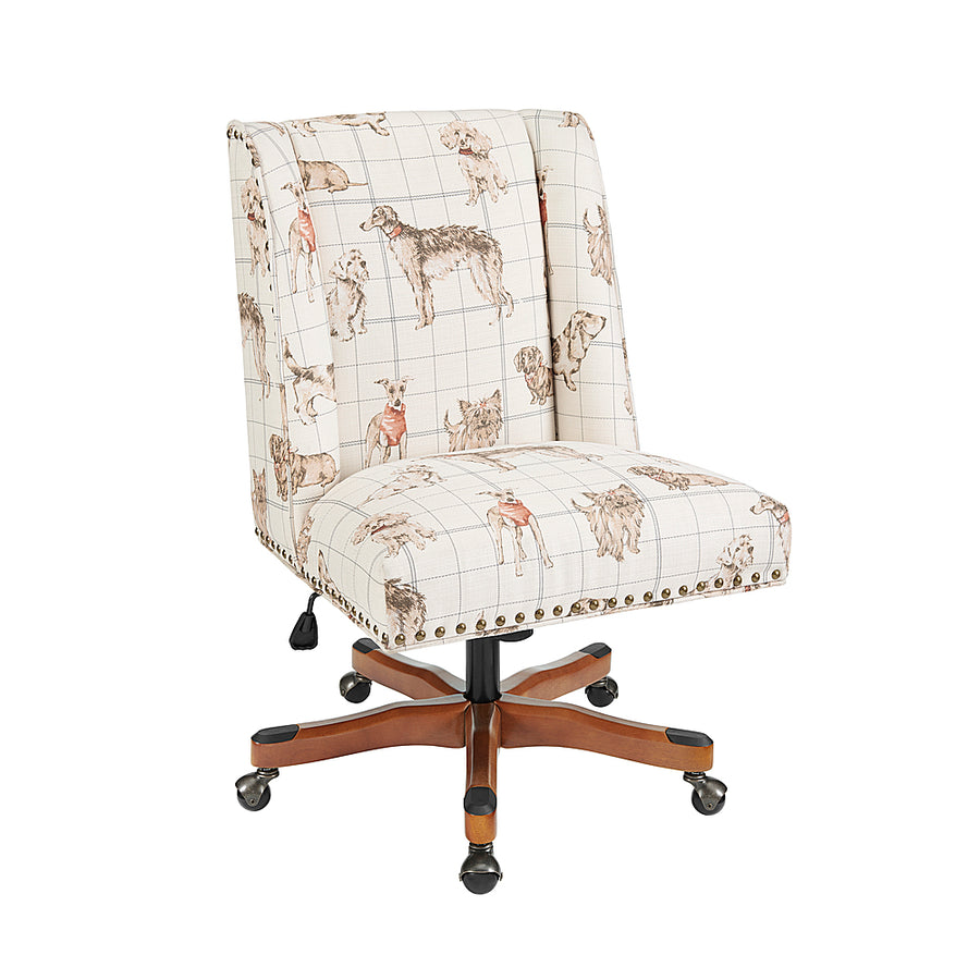 Linon Home Décor - Donora Dog Pattern Fabric Adjustable Office Chair With Wood Base - Stone_0