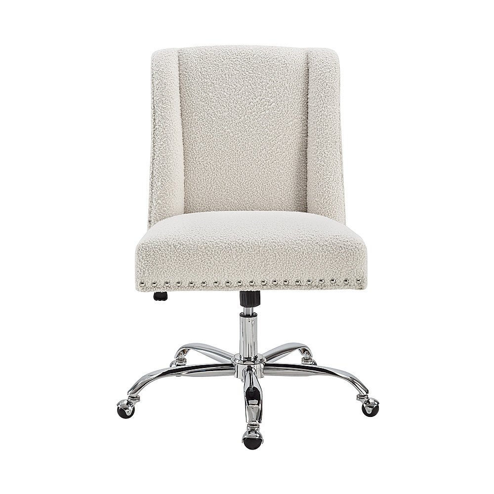 Linon Home Décor - Donora Faux Sherpa Adjustable Office Chair With Chrome Base - Off-White_1