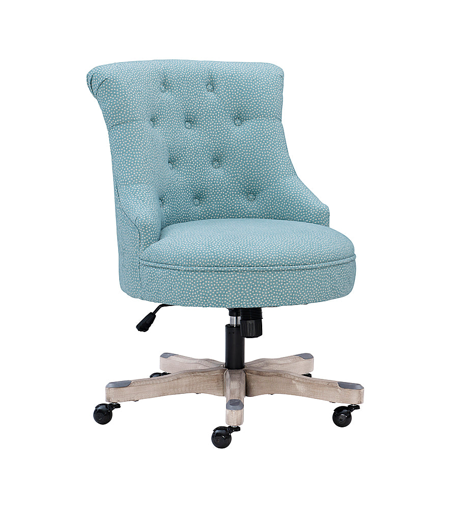 Linon Home Décor - Scotmar Plush Button-Tufted Adjustable Office Chair With Wood Base - Light Blue_1