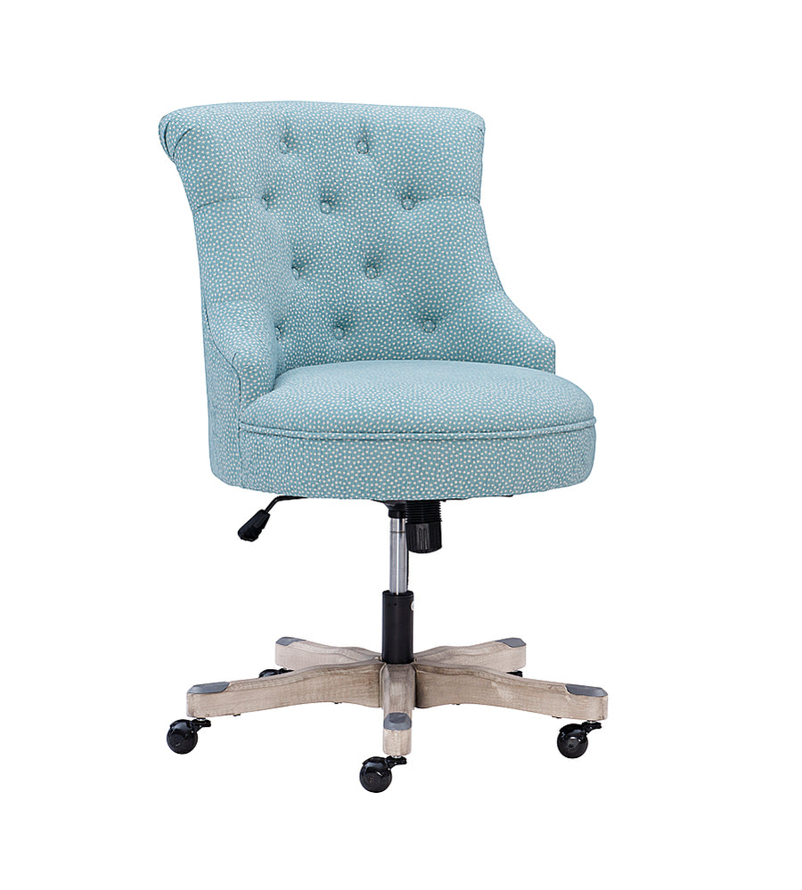 Linon Home Décor - Scotmar Plush Button-Tufted Adjustable Office Chair With Wood Base - Light Blue_0