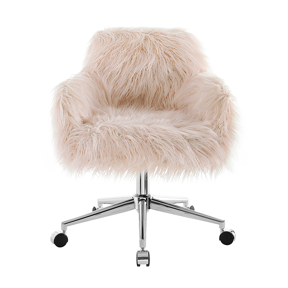 Linon Home Décor - Diehm Faux Fur Adjustable Office Chair With Arms - Pink_1