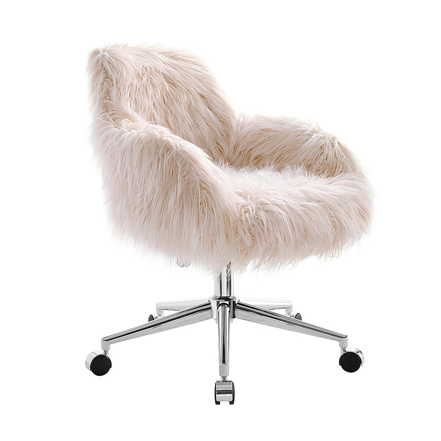 Linon Home Décor - Diehm Faux Fur Adjustable Office Chair With Arms - Pink_0
