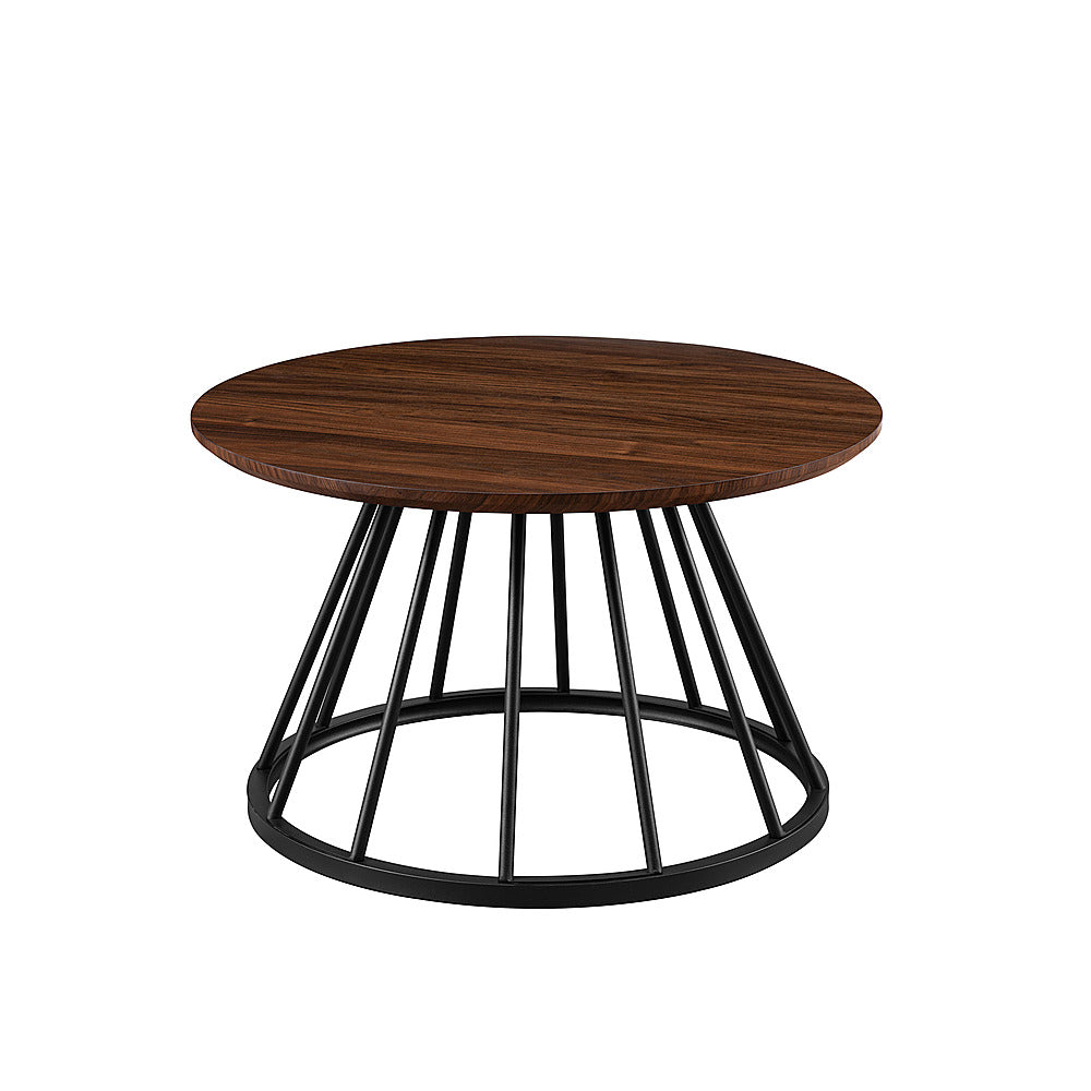 Walker Edison - Modern Round Cage-Leg Coffee Table - Dark Walnut_1