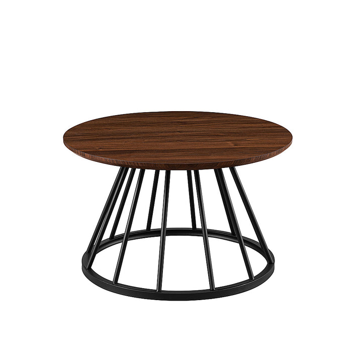 Walker Edison - Modern Round Cage-Leg Coffee Table - Dark Walnut_0
