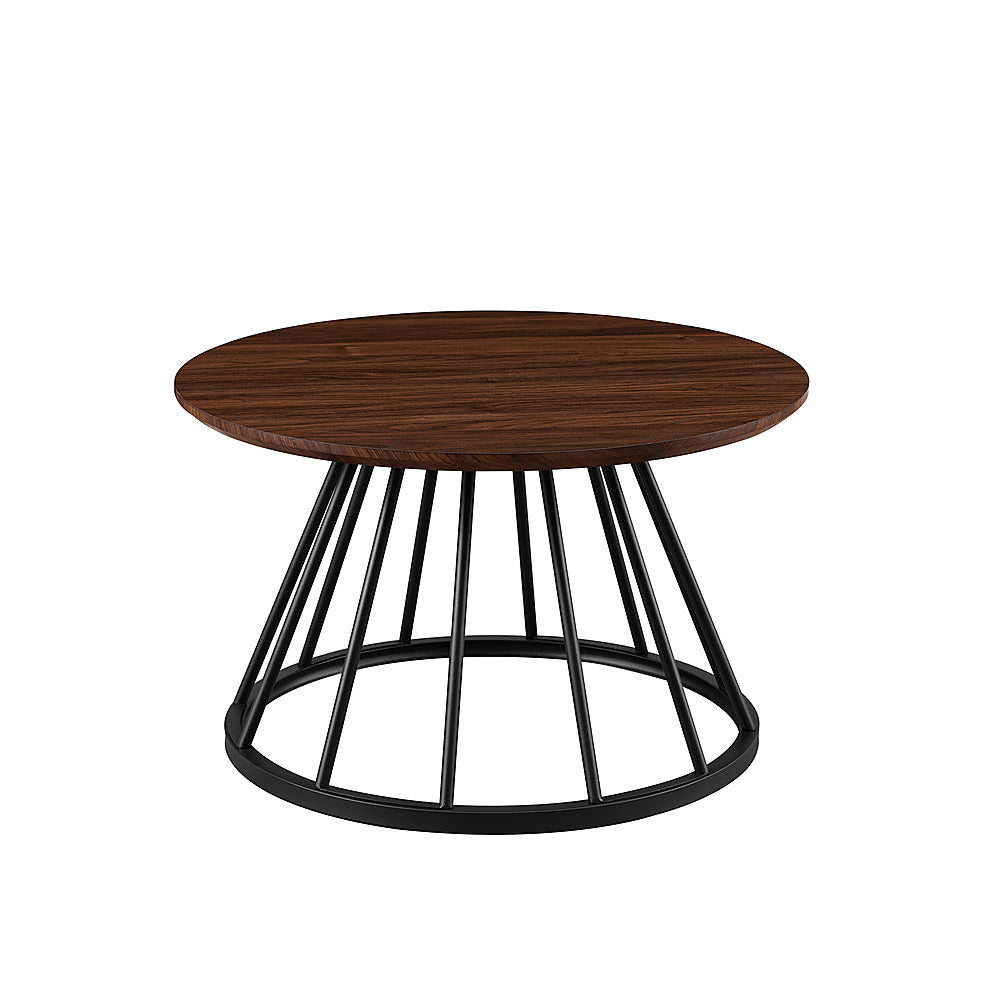 Walker Edison - Modern Round Cage-Leg Coffee Table - Dark Walnut_5