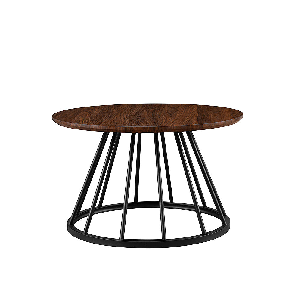 Walker Edison - Modern Round Cage-Leg Coffee Table - Dark Walnut_6