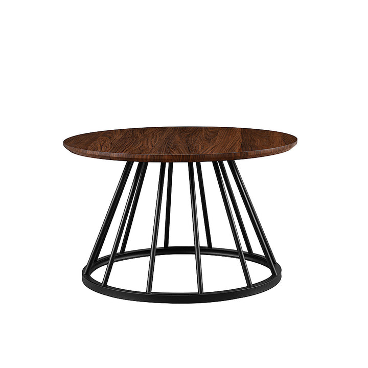 Walker Edison - Modern Round Cage-Leg Coffee Table - Dark Walnut_6