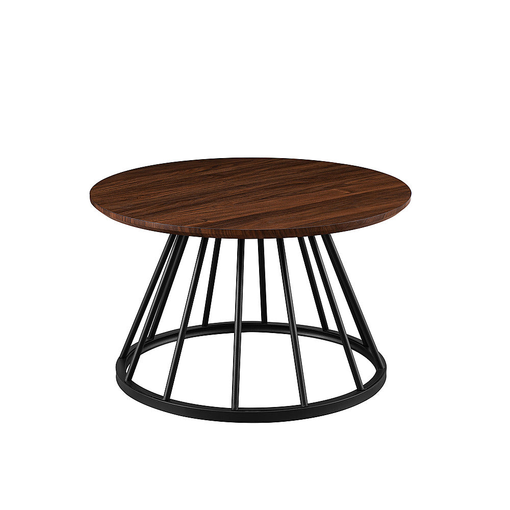 Walker Edison - Modern Round Cage-Leg Coffee Table - Dark Walnut_2