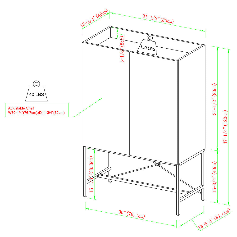 Walker Edison - Modern 2-Door Framed-Top Accent Cabinet - Coastal Oak_12