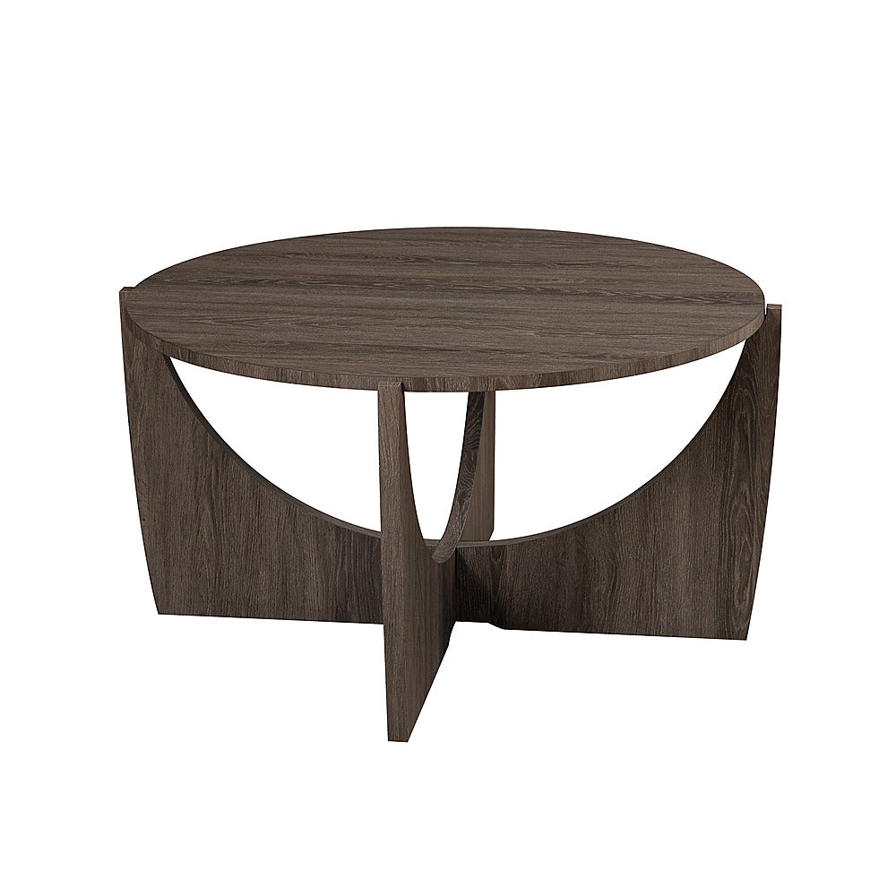 Walker Edison - Contemporary Arch-Base Round Coffee Table - Cerused Ash_1