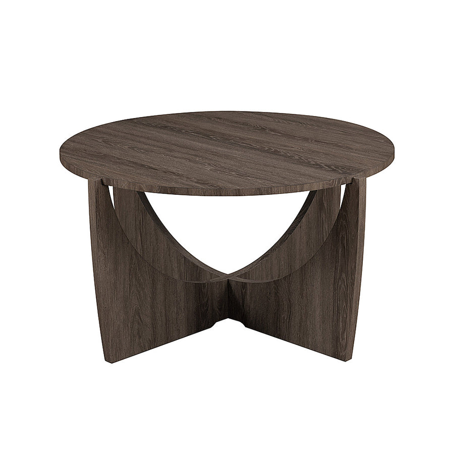 Walker Edison - Contemporary Arch-Base Round Coffee Table - Cerused Ash_0
