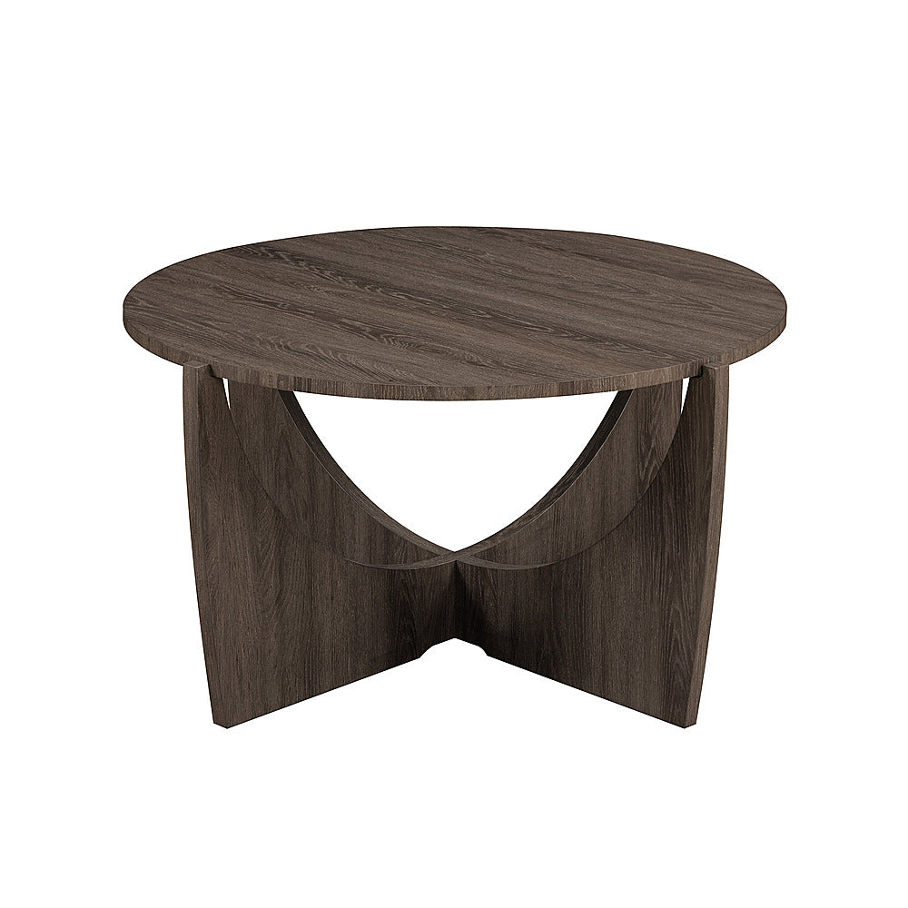 Walker Edison - Contemporary Arch-Base Round Coffee Table - Cerused Ash_5